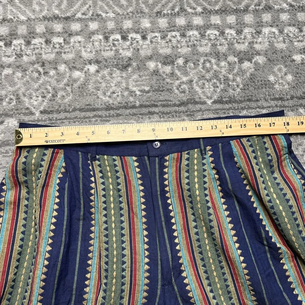 COSI L’Uomo Vintage 90s Shorts Mens 38 x 10 Aztec Stripe Pleated Cotton